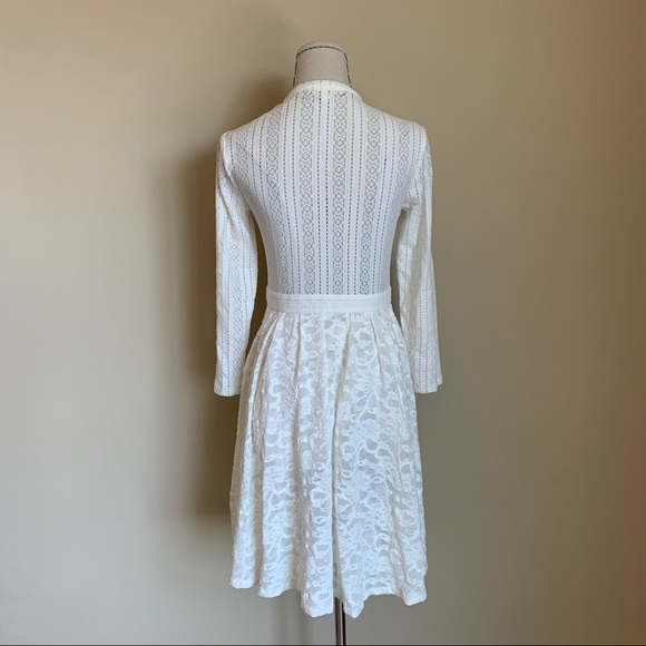 Maje White Roxo Stretch Lace Button Up Shirt Dress - Picture 6 of 10